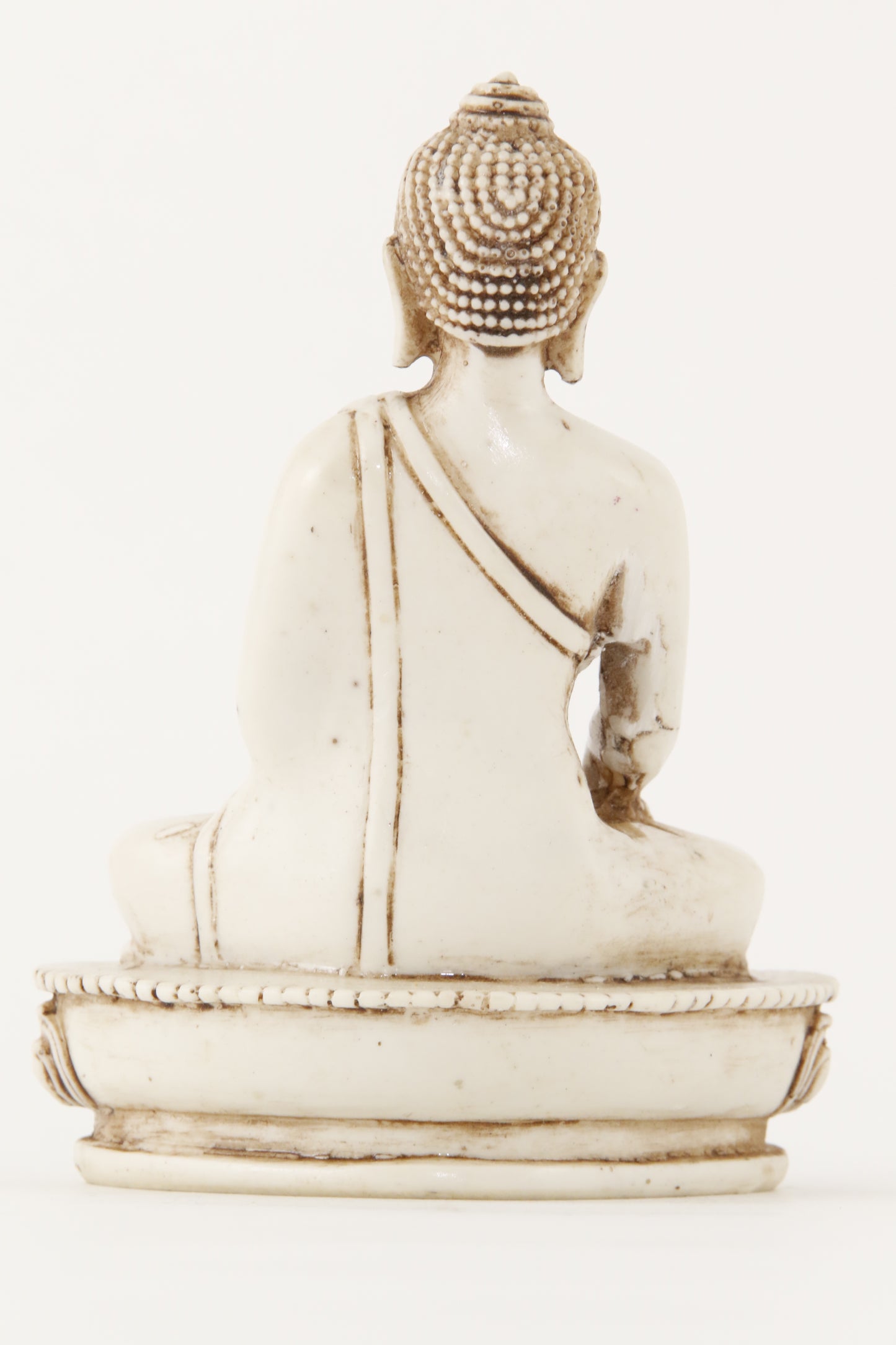 EARTH TOUCHING BUDDHA STATUE OFF-WHITE MEDIUM SIZE BACK VIEW