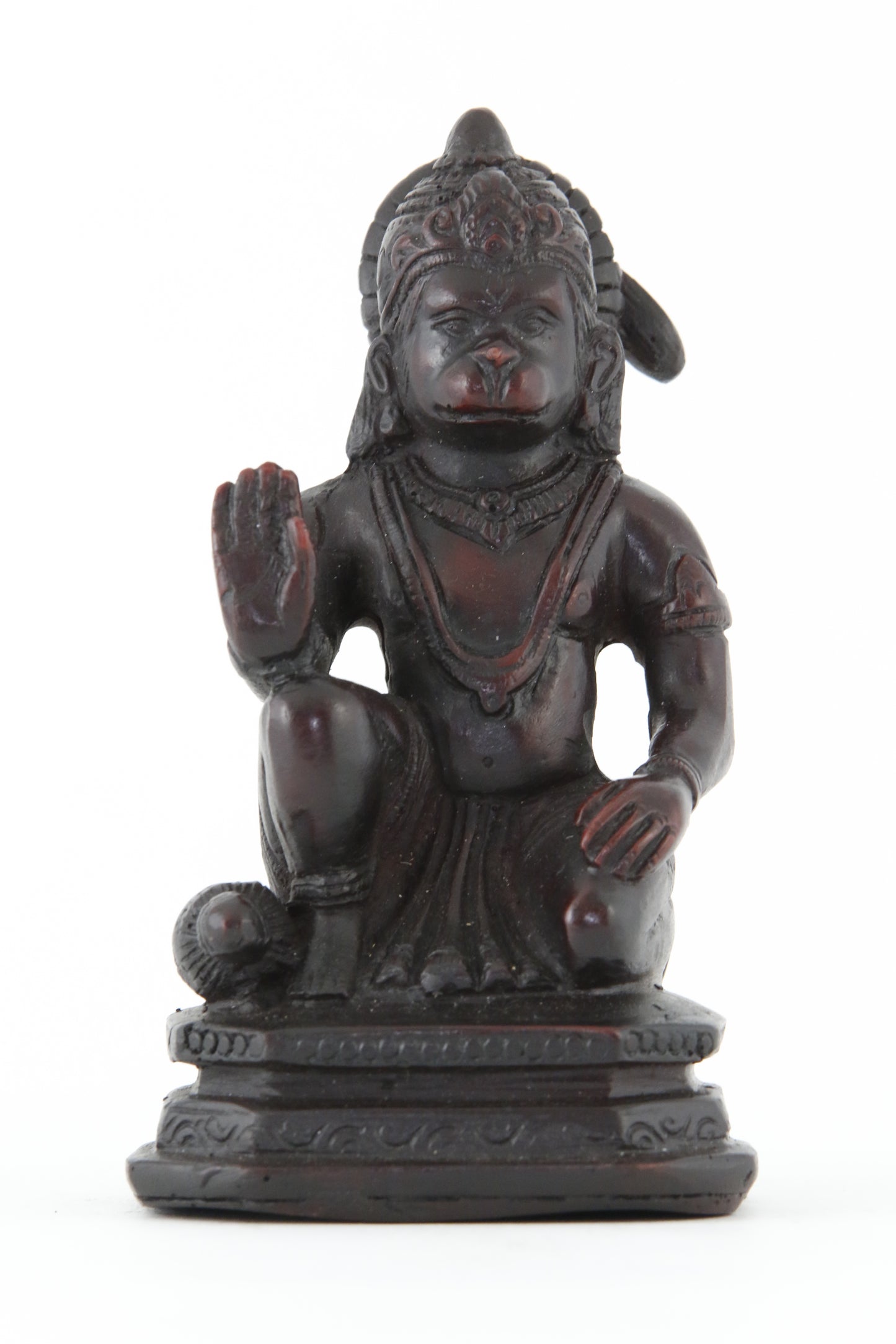 HANUMAN BLESSING STATUE DARK SMALL FRONT VIEW