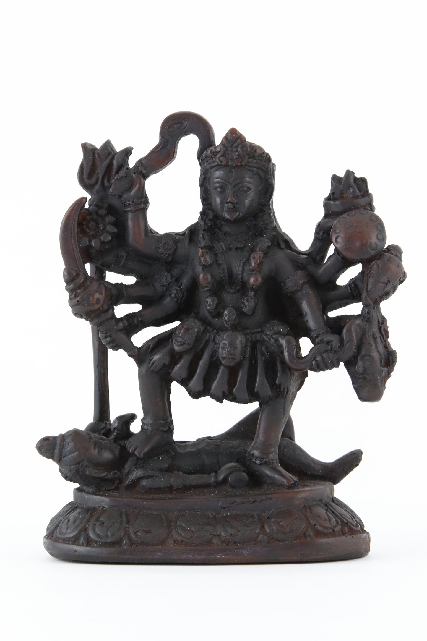 GODDESS KALI DANCING WEAPONS STATUE DARK FRONT VIEW