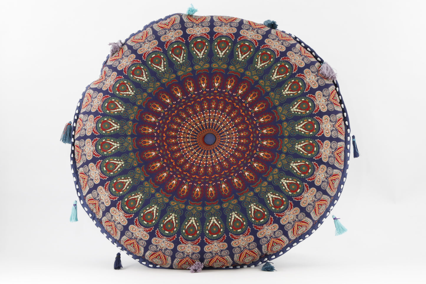 MANDALA BLUE_GREEN MEDITATION PILLOW FRONT VIEW