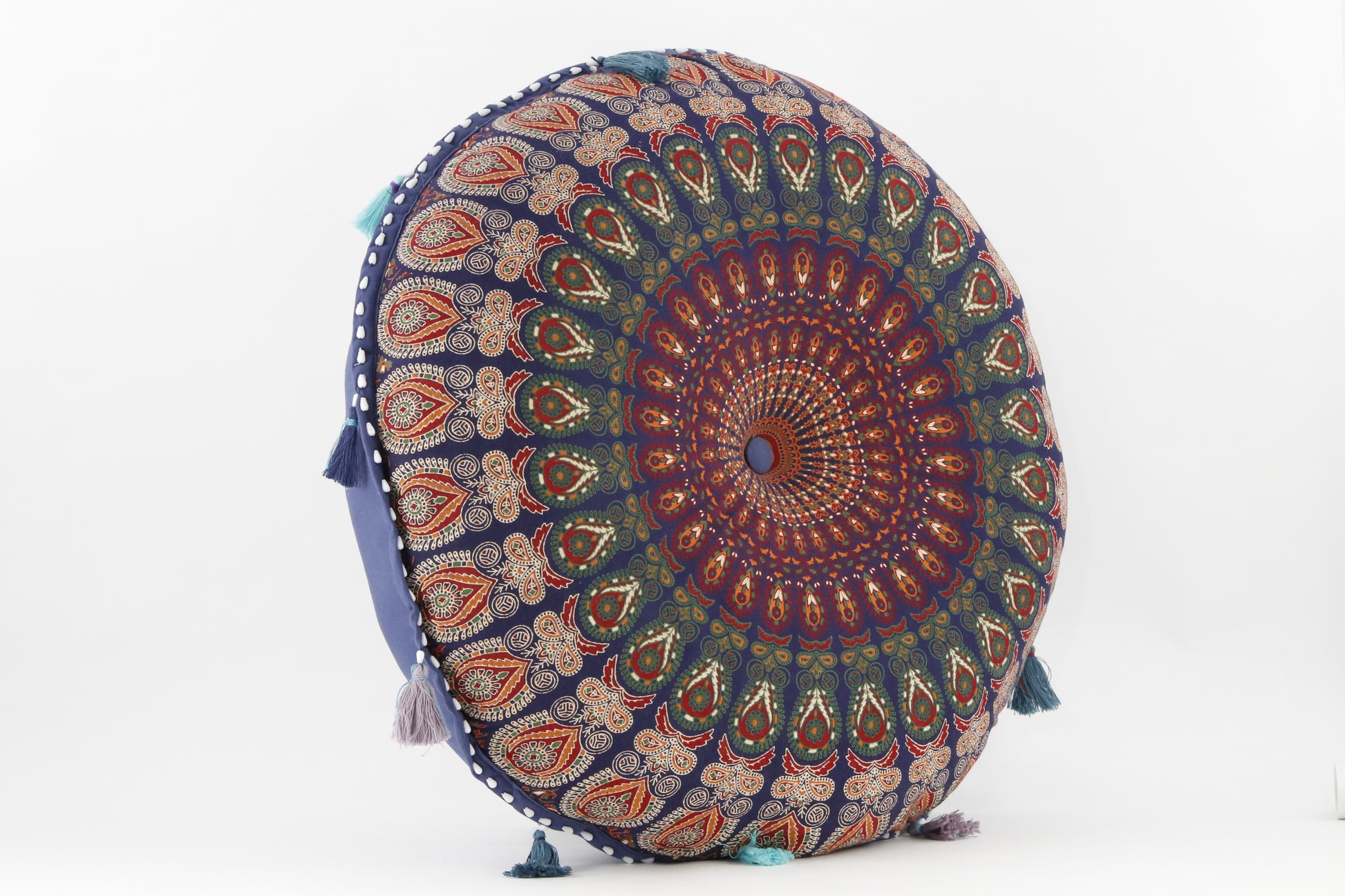 MANDALA BLUE_GREEN MEDITATION PILLOW SIDE VIEW