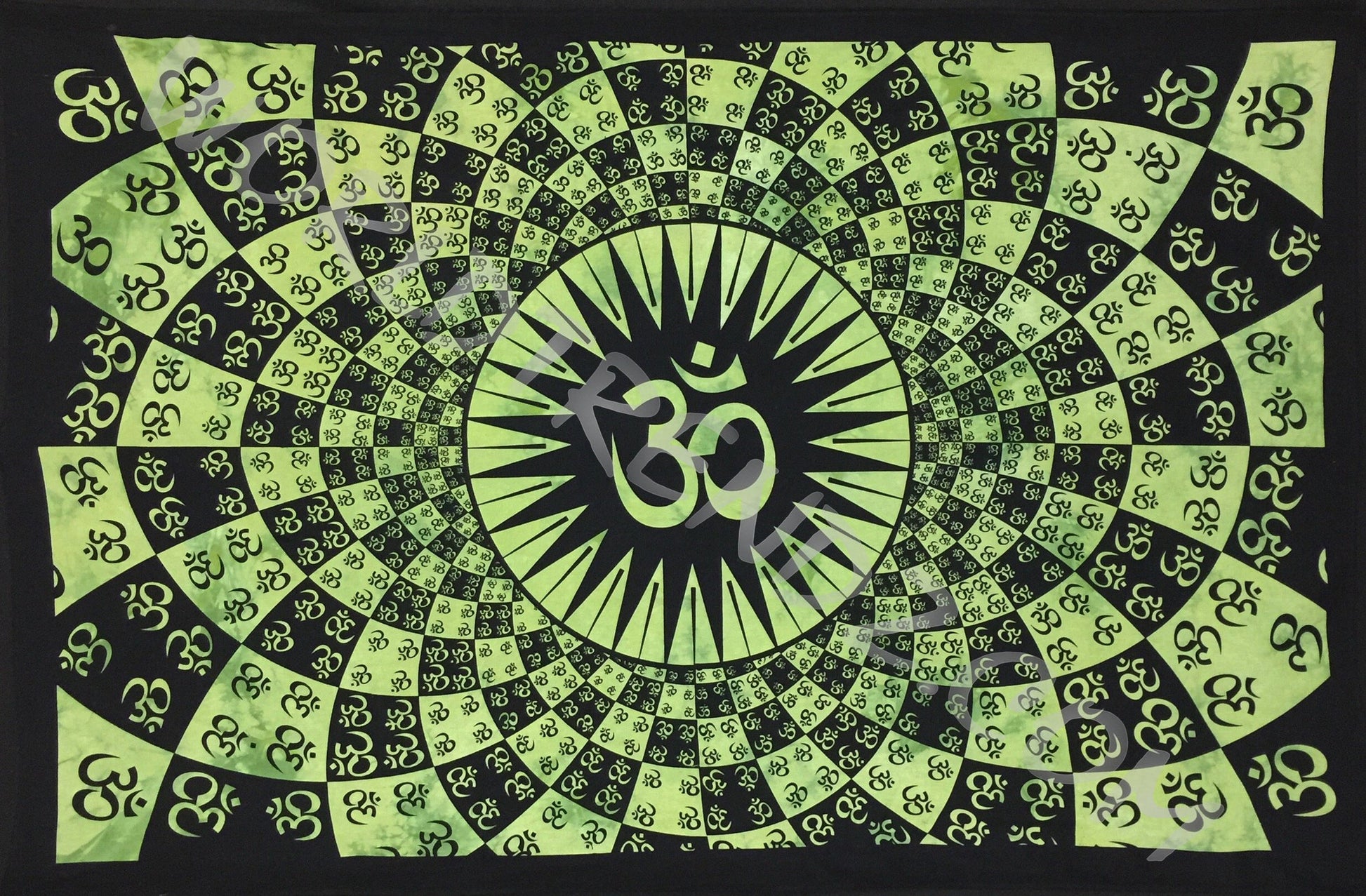 OM PSYCHEDLIC TAPESTRY GREEN