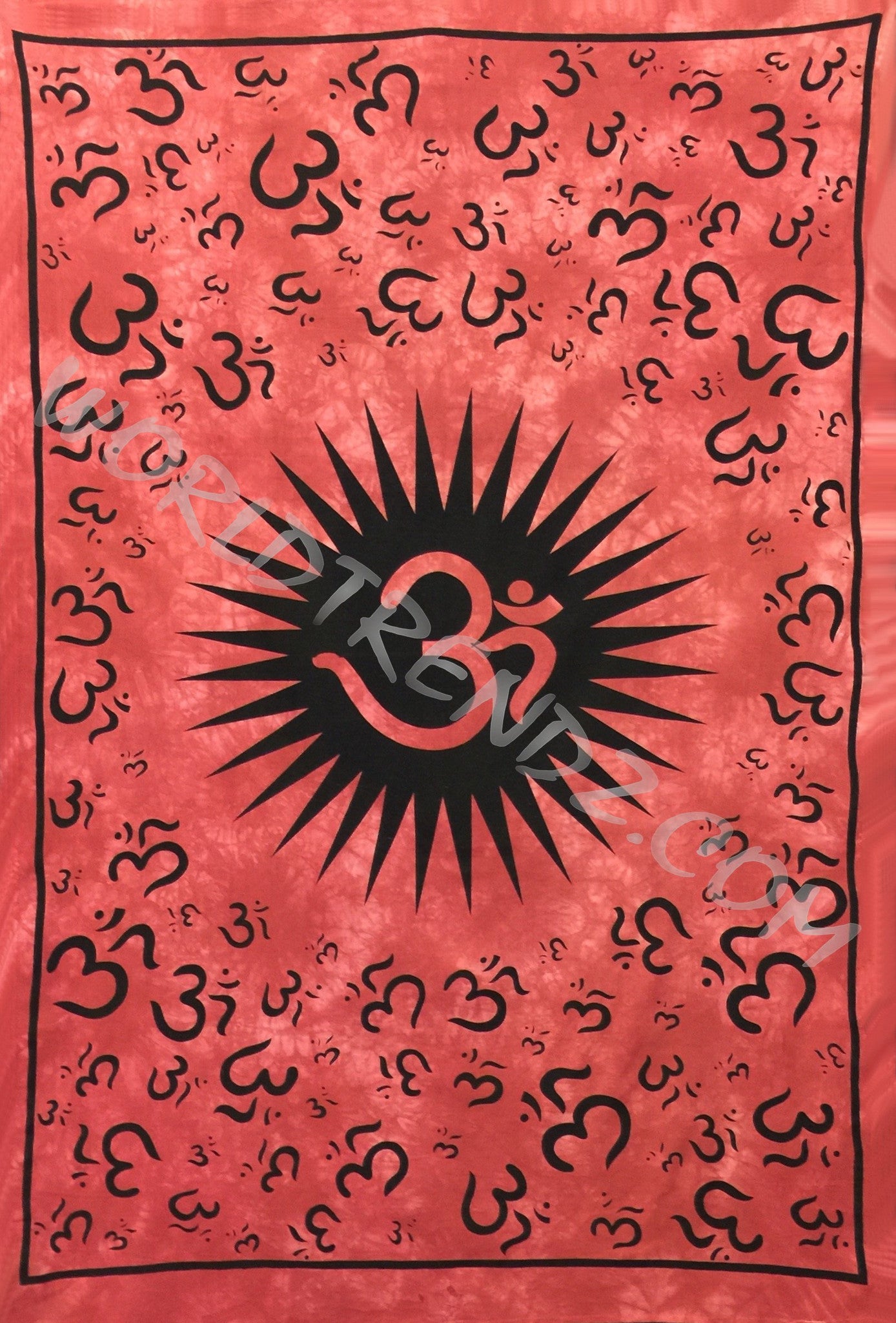 OM SUN TAPESTRY RED