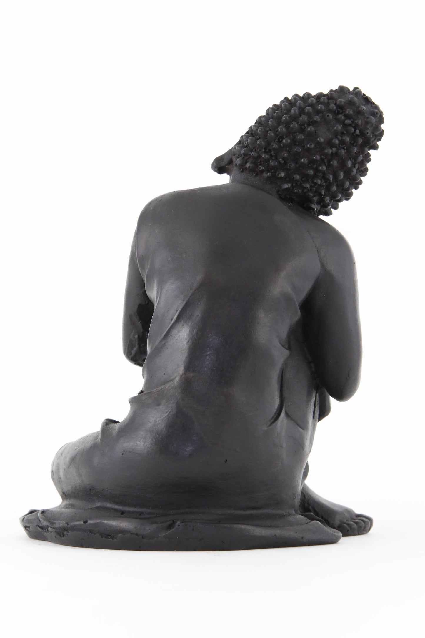 RESTING BUDDHA STATUE DARK LARGE BACK VIEW