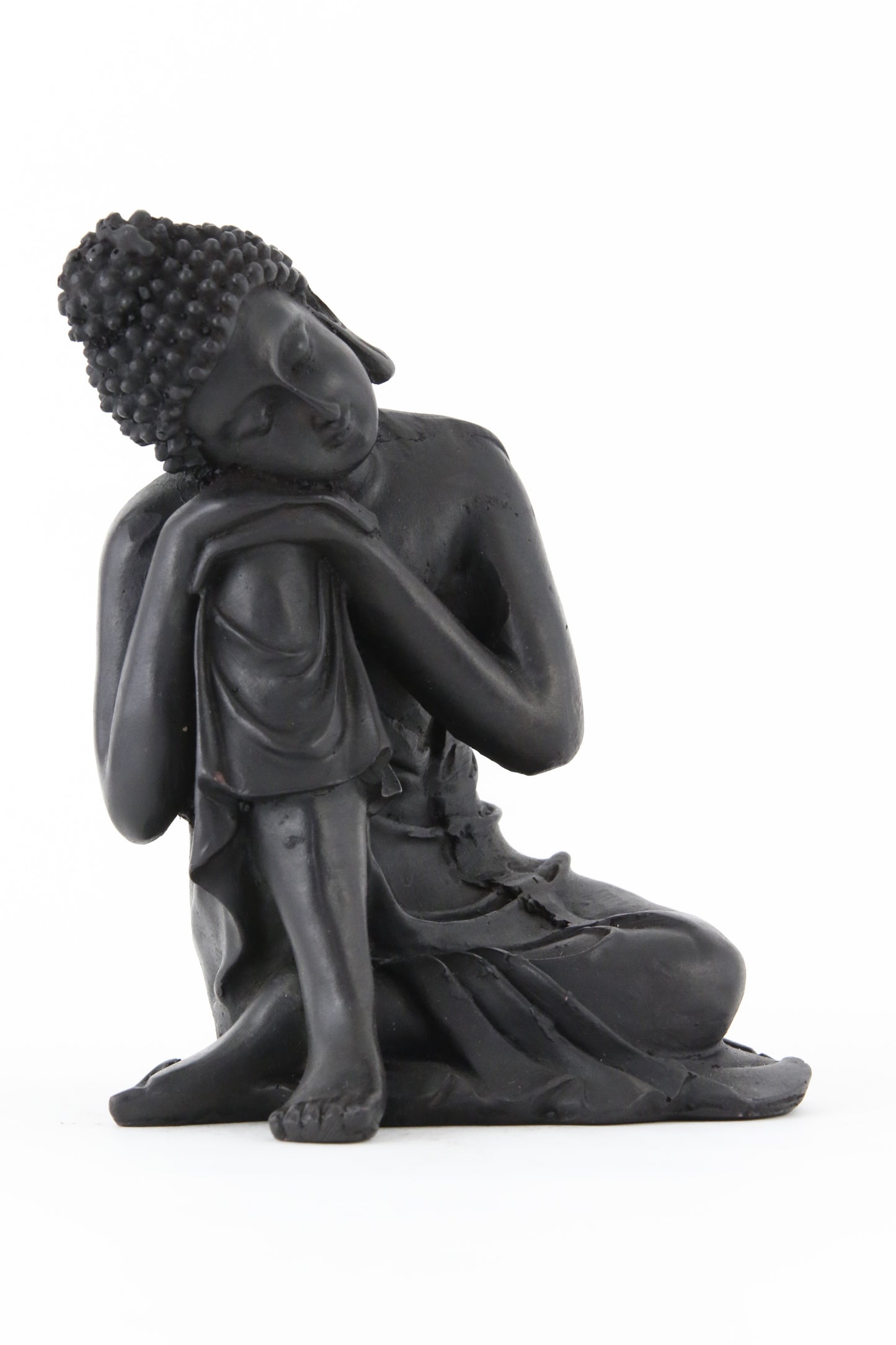 RESTING BUDDHA STATUE DARK LARGE SIDE VIEW