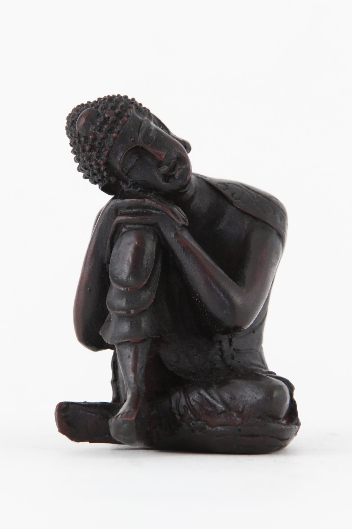 RESTING BUDDHA STATUE DARK SMALL FRONT VIEW