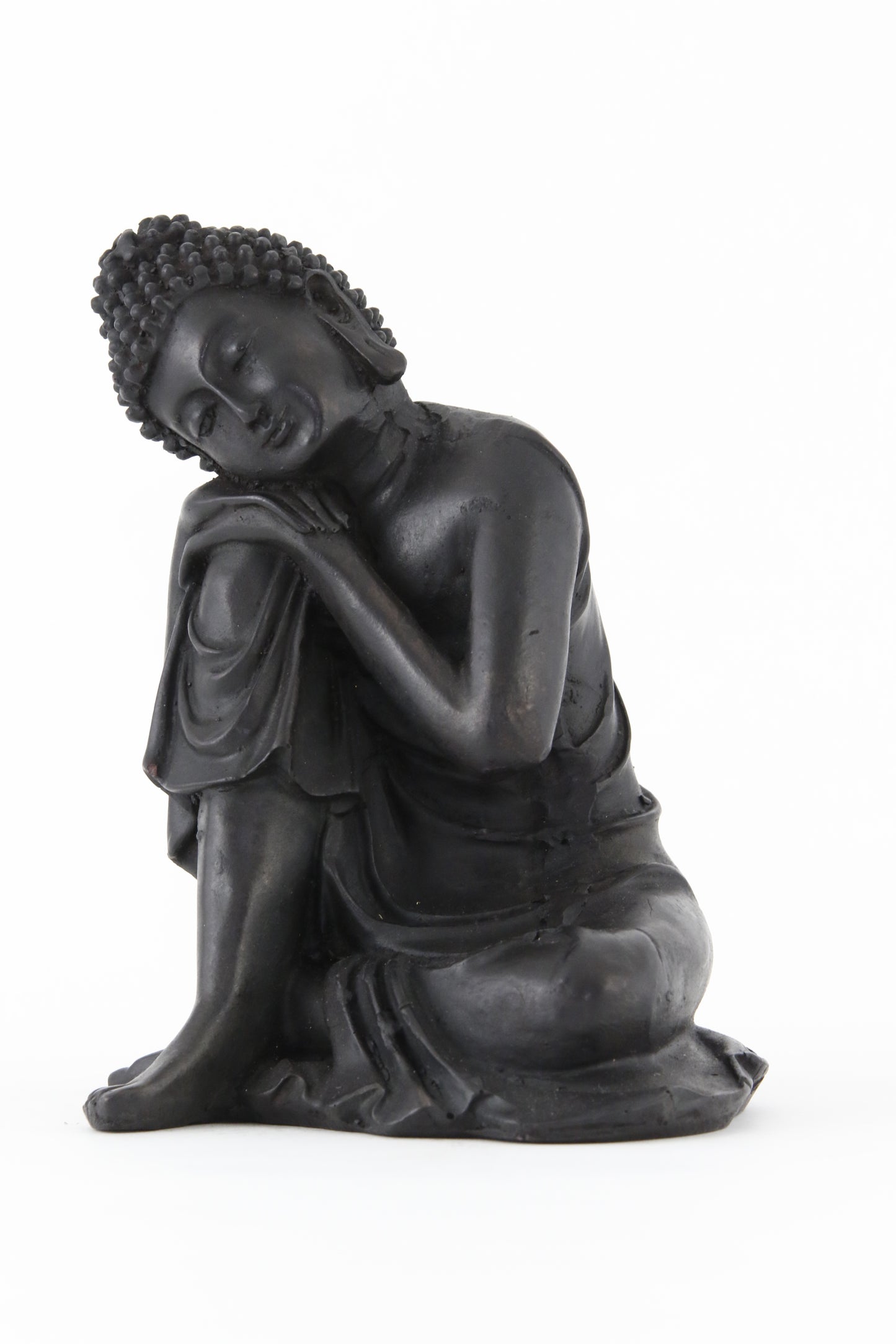 RESTING BUDDHA STATUE DARK LARGE FRONT VIEW