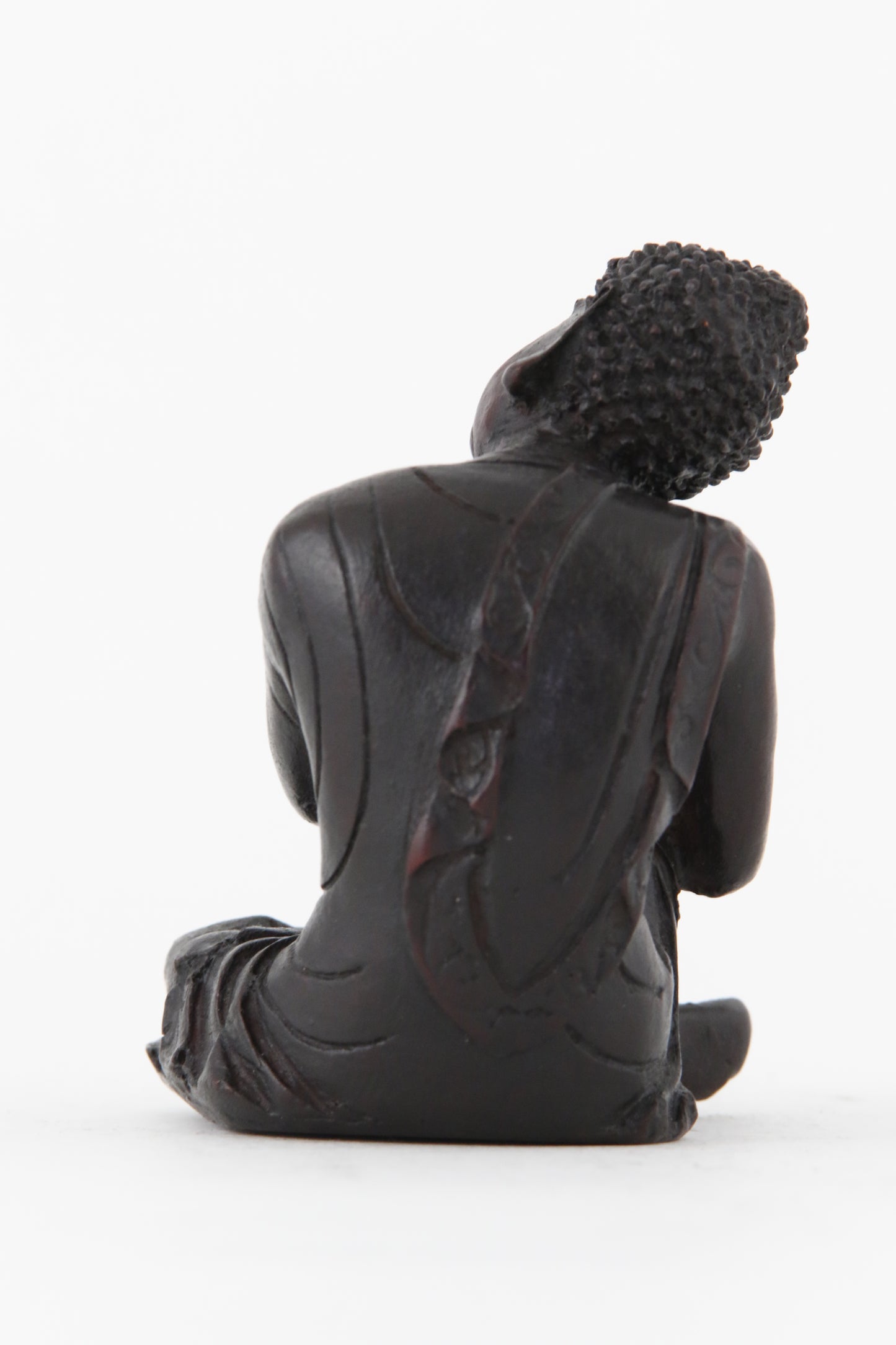 RESTING BUDDHA STATUE DARK SMALL BACK VIEW