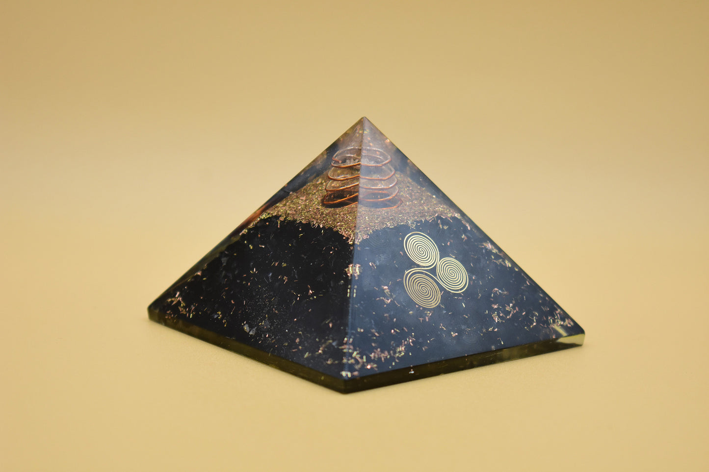 Black Tourmaline Small Pyramid Triskelion Symbol