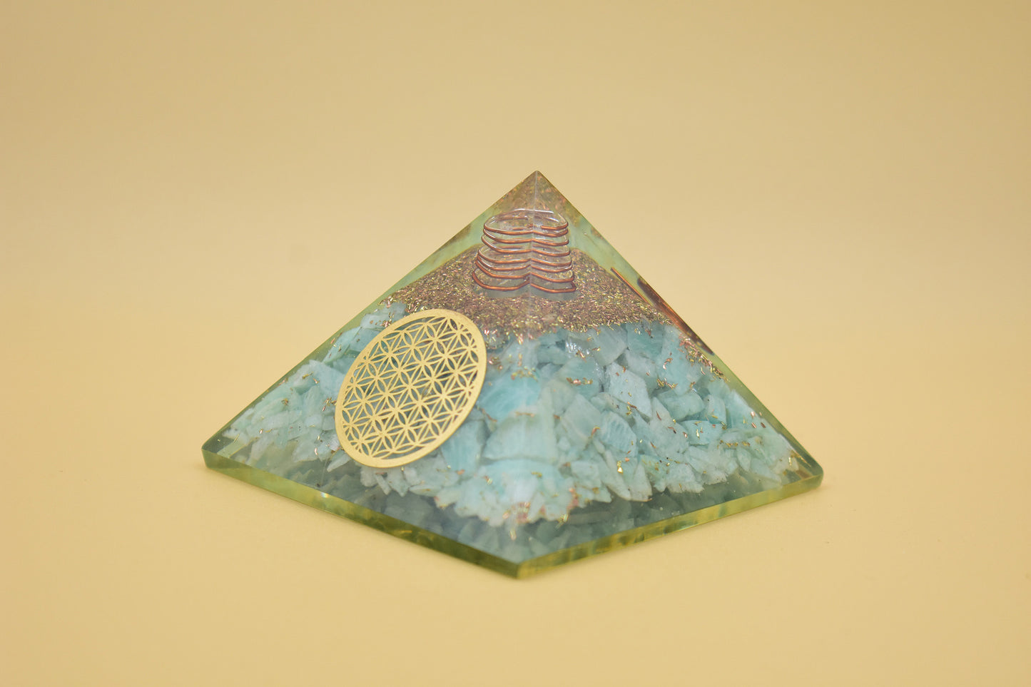 Amazonite Small Pyramid Flower of Life Symbol
