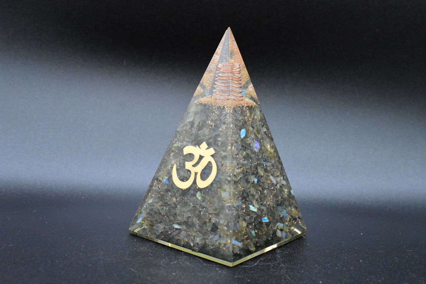 Labradorite Large Pyramid OM Symbol