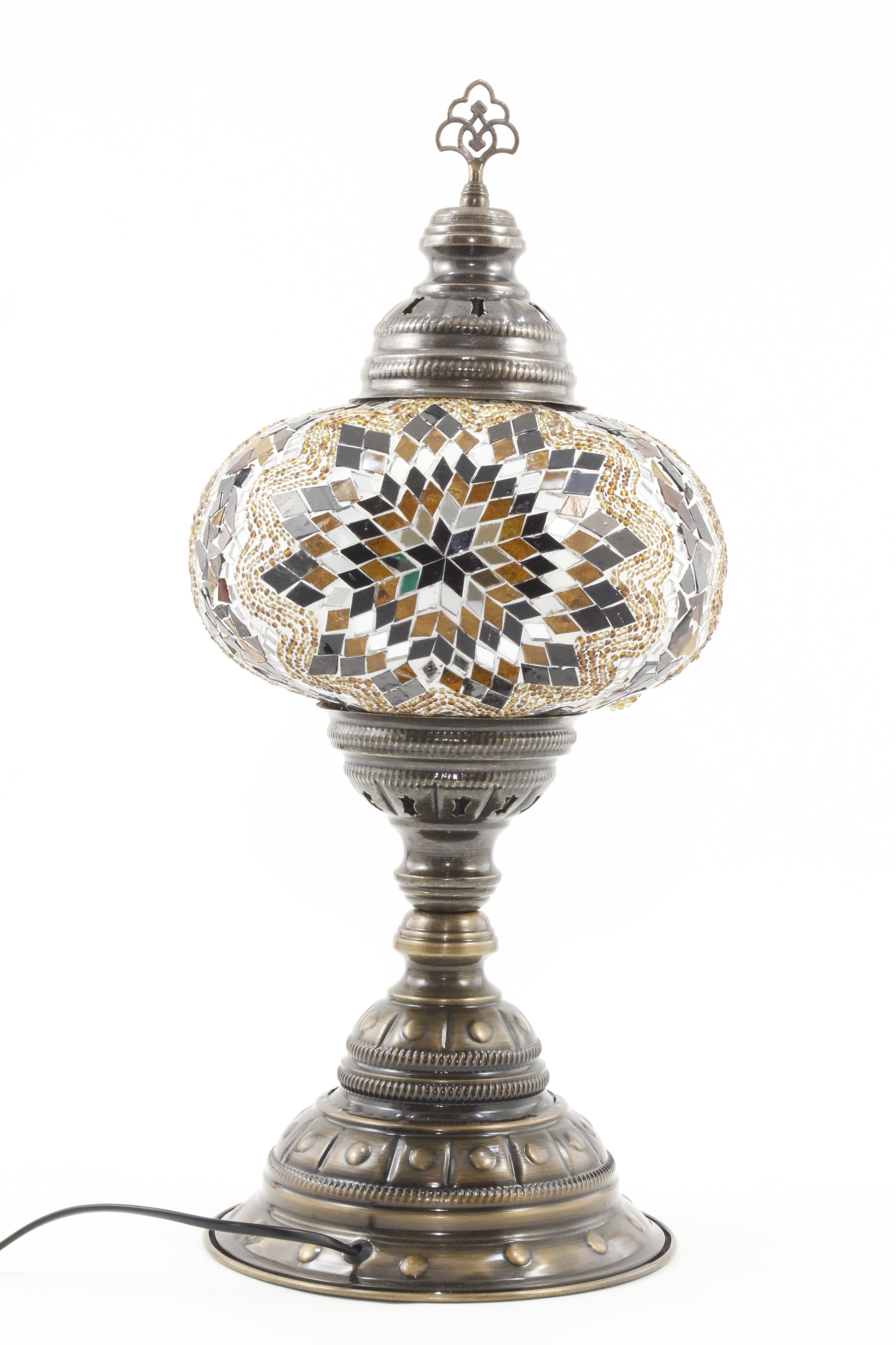 TURKISH MOSAIC TABLE LAMP MB4 AMBER-TURNED OFF