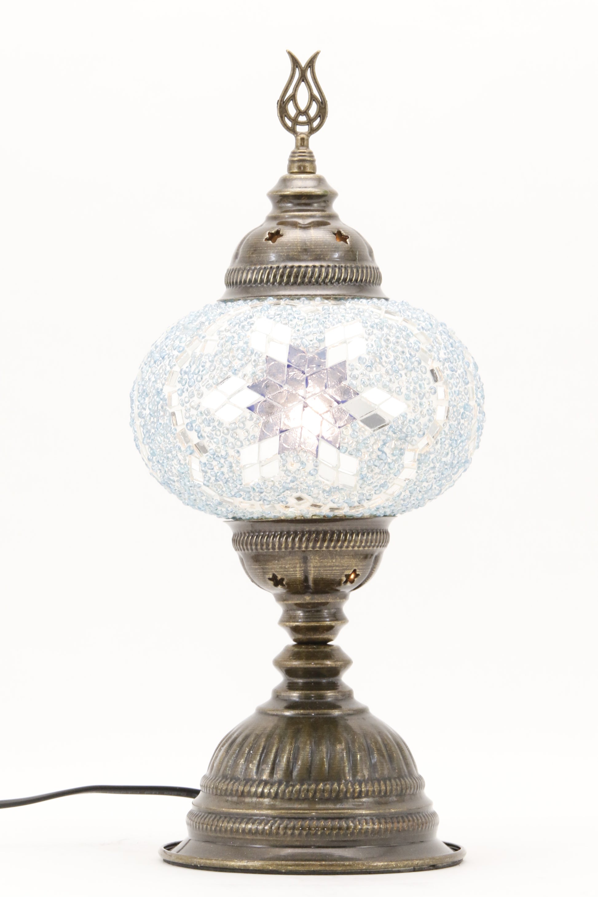 TURKISH MOSAIC TABLE LAMP MB3 BLUE-TURNED ON