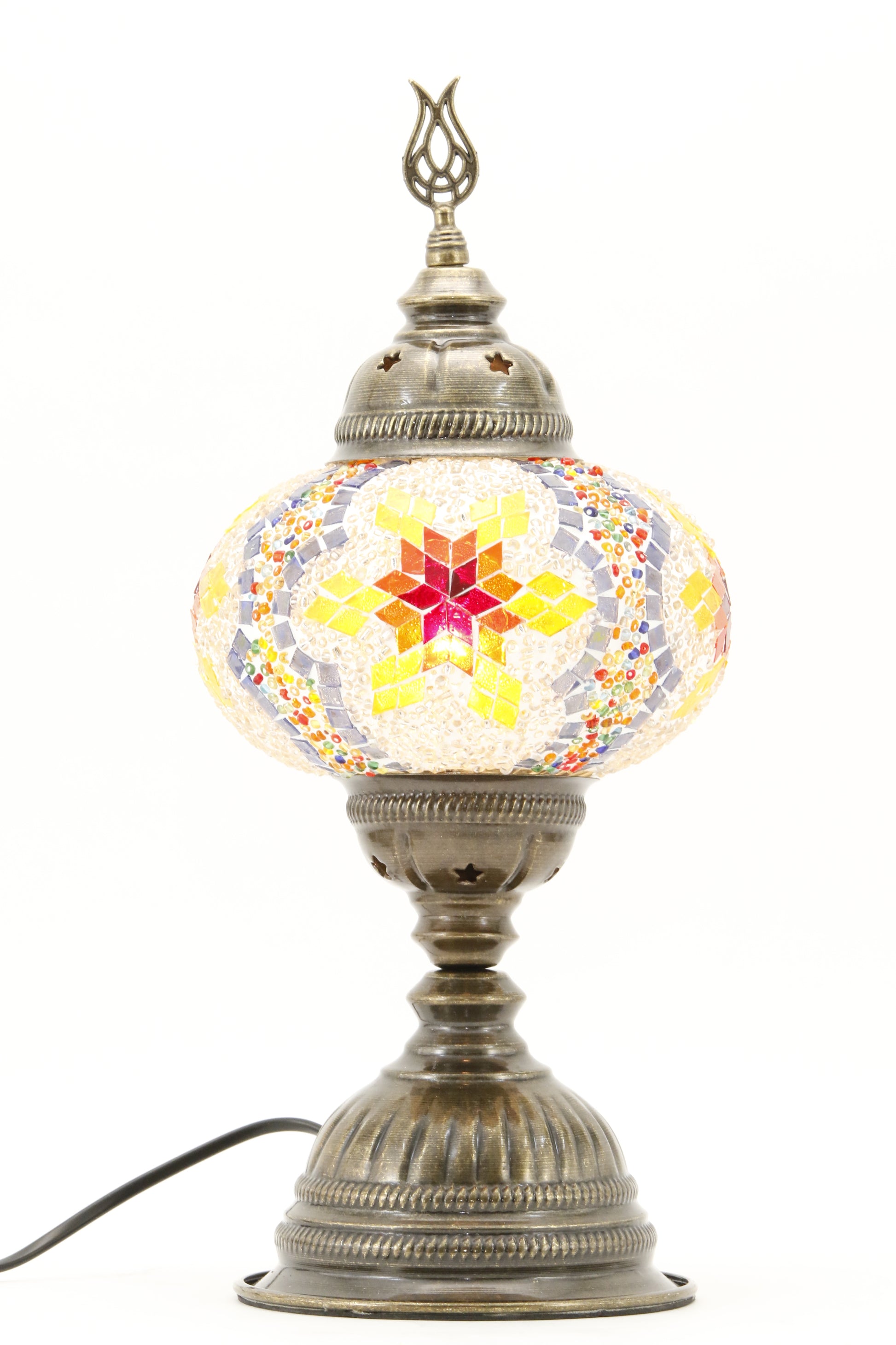 TURKISH MOSAIC TABLE LAMP MB3 RAINBOW-TURNED ON