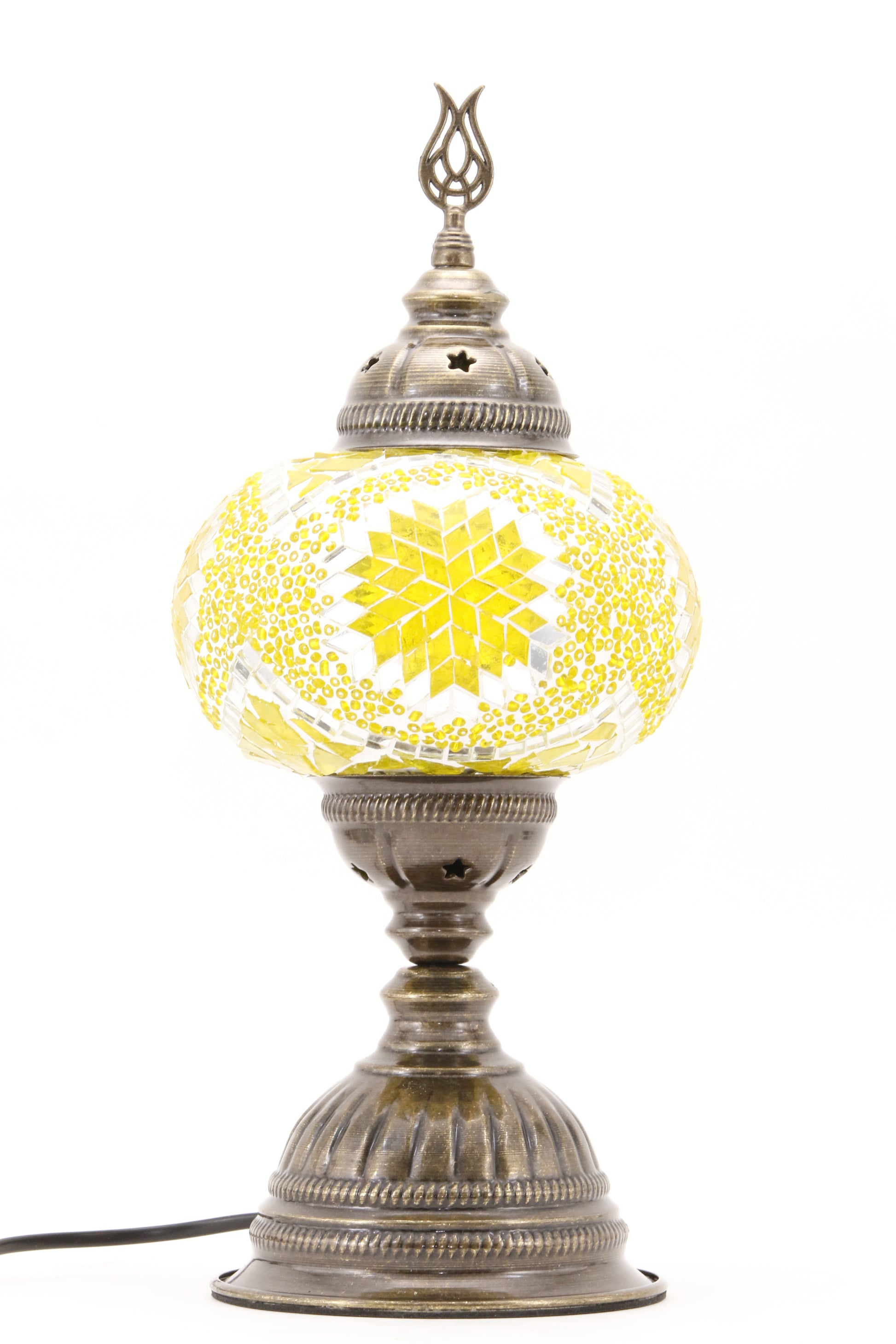 TURKISH MOSAIC TABLE LAMP MB3 YELLOW-TURNED OFF