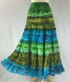 TIE DYE RUFFLE SKIRT SINGLE FLAIR DETAIL