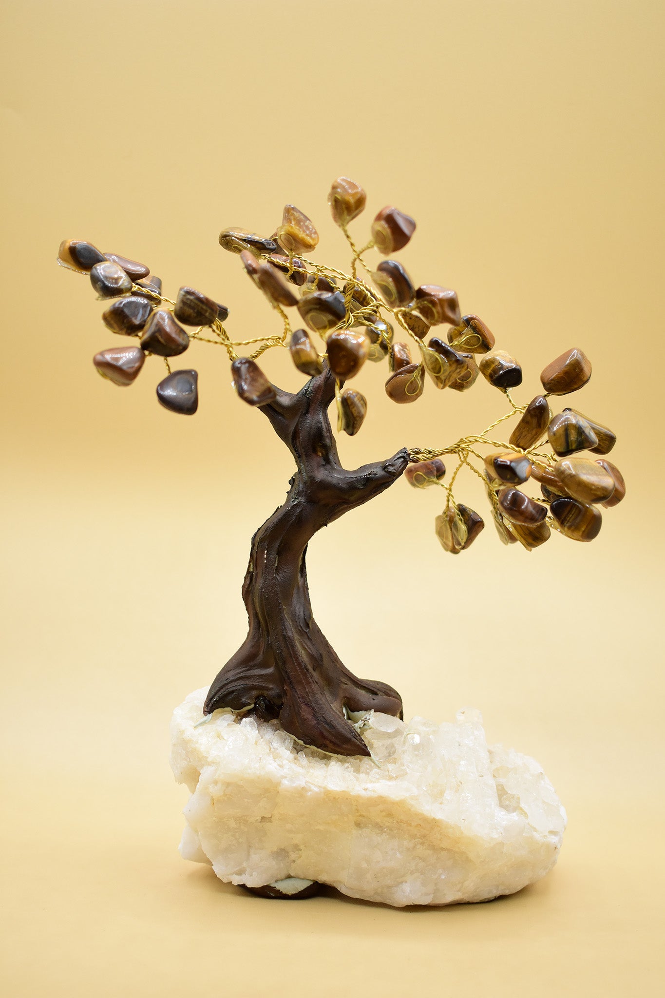 TIGER EYE GEMSTONE TREE STONE BASE