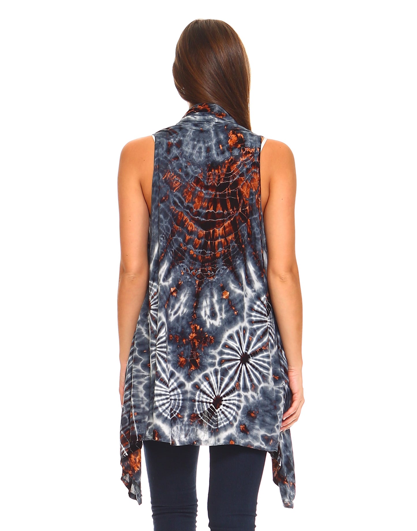 TIE DYE RAYON VEST GREY BACK