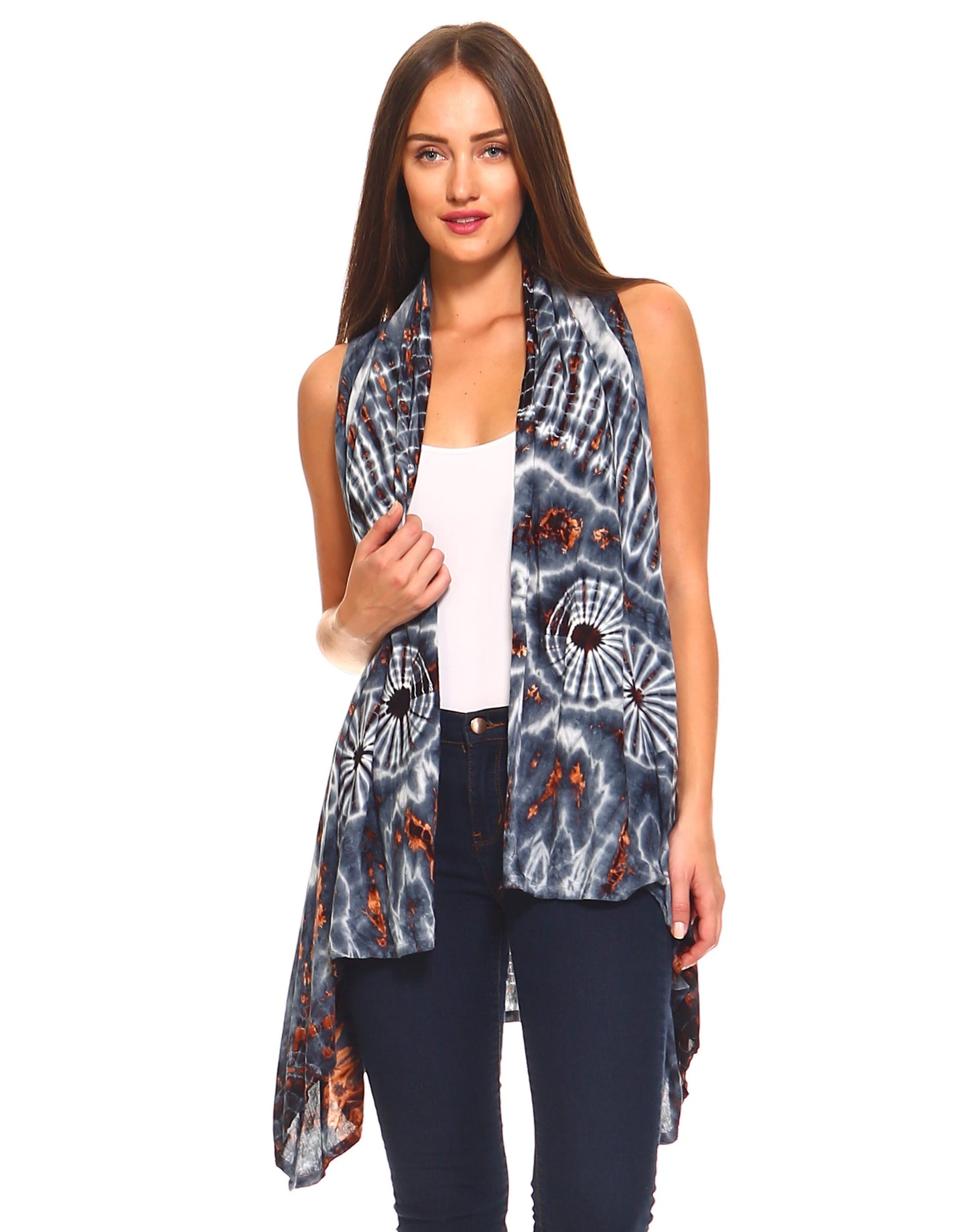 TIE DYE RAYON VEST GREY