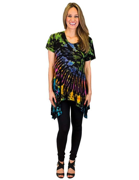 TIE DYE TUNIC TOP SIDE SAIL RAINBOW