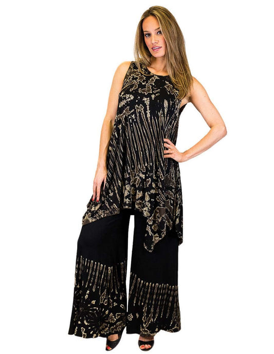 TIE DYE KERCHIEF TOP BLACK AND BEIGE