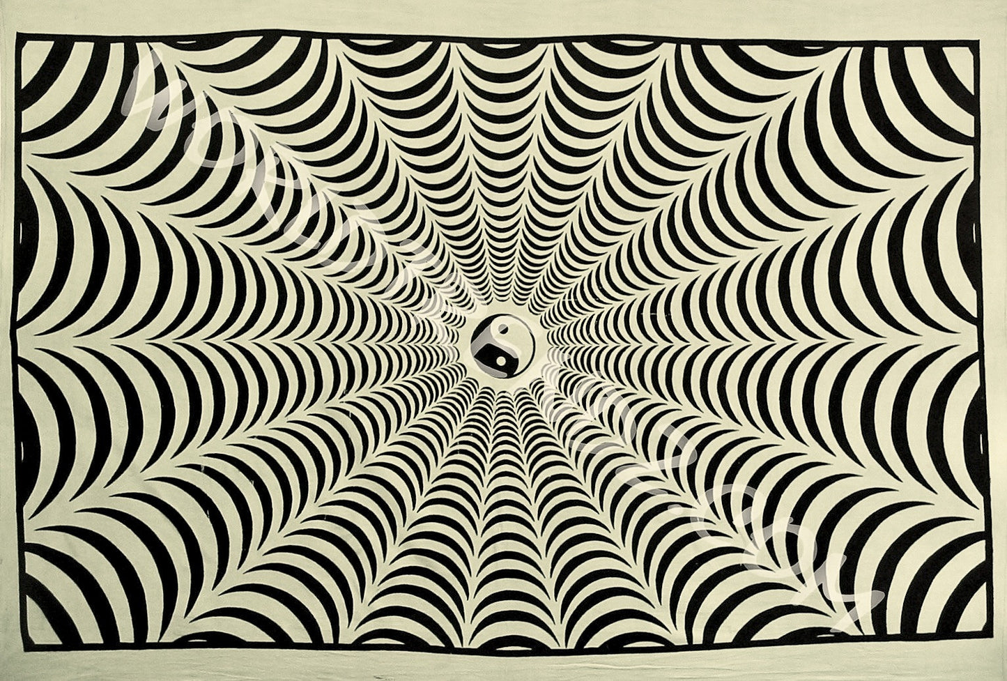 YIN YANG SPIDER WEB TAPESTRY WHITE