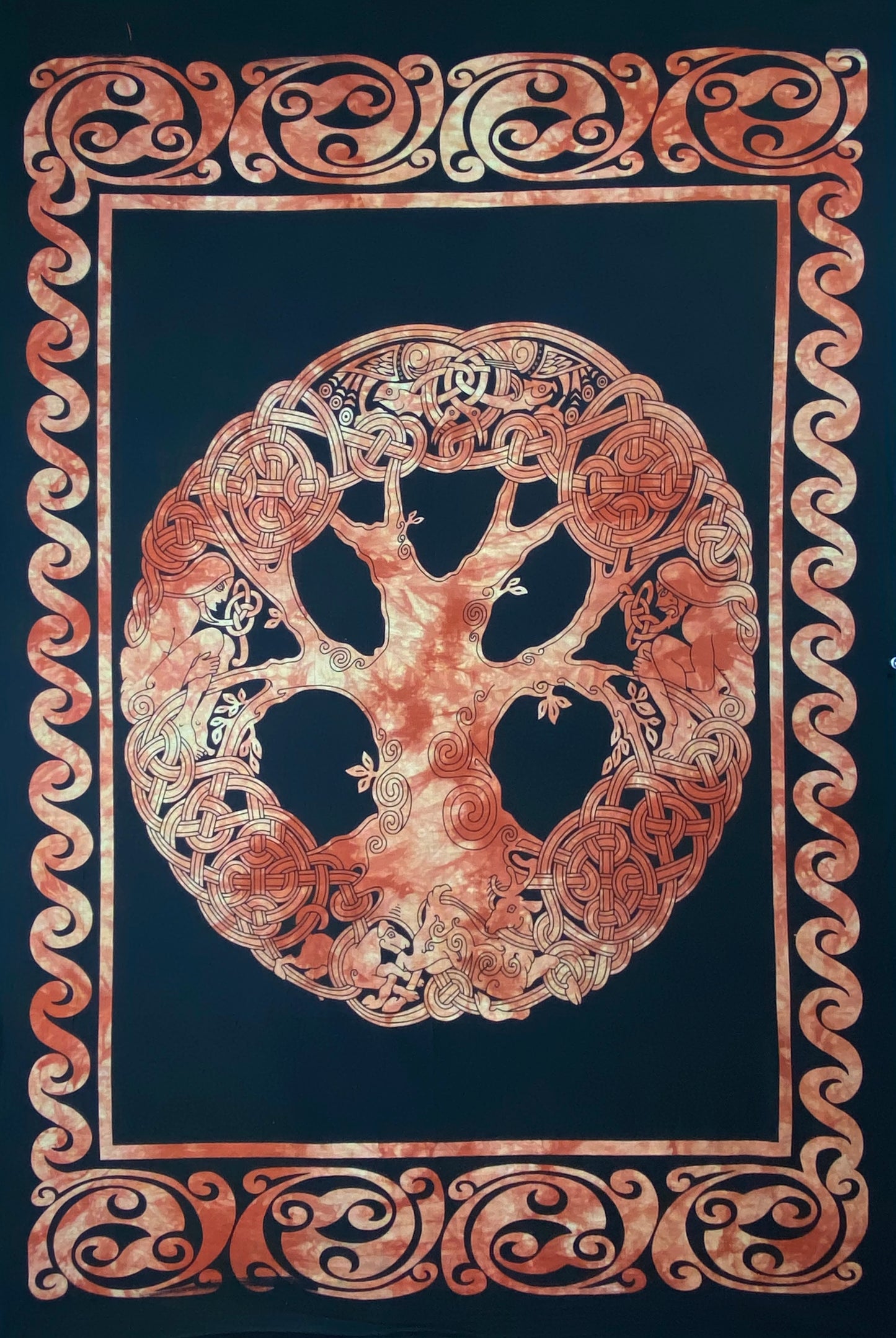 CELTIC TREE OF LIFE TAPESTRY POSTER SIZE ORANGE