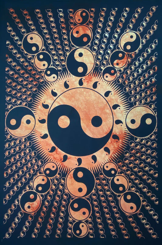 YIN YANG SUN BUBBLE TAPESTRY POSTER SIZE ORANGE