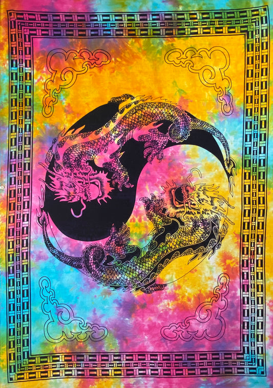 YIN YANG DRAGON TAPESTRY -Poster Size