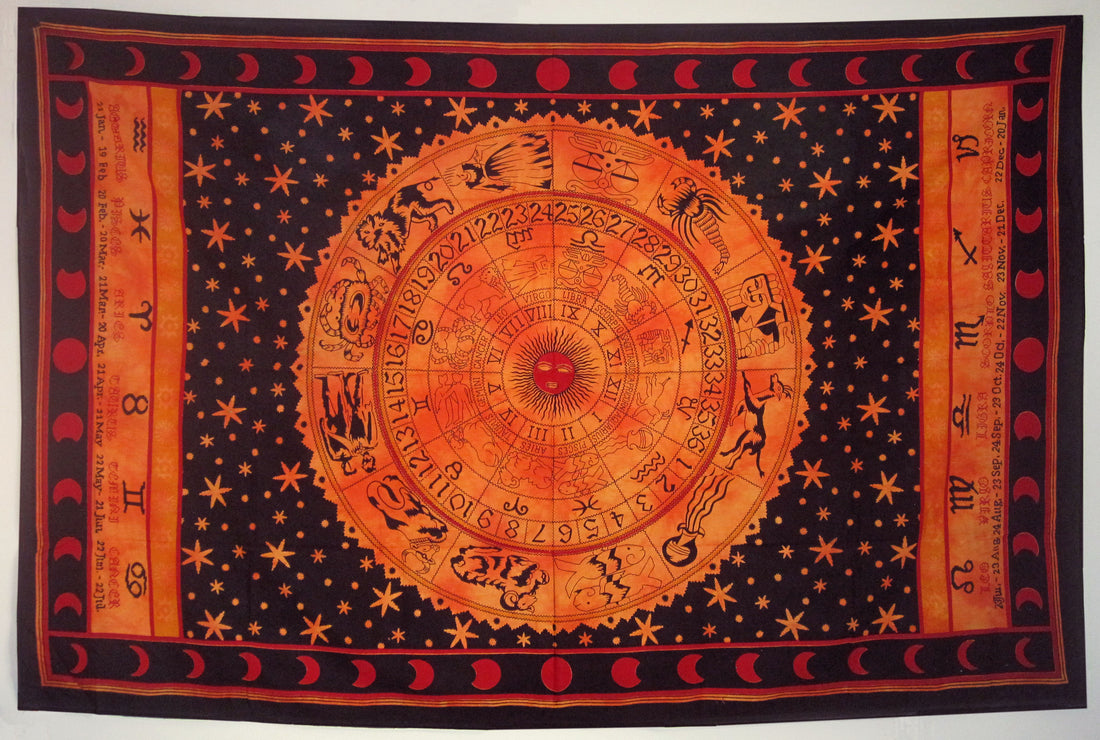 Orange Zodiac Tapestry