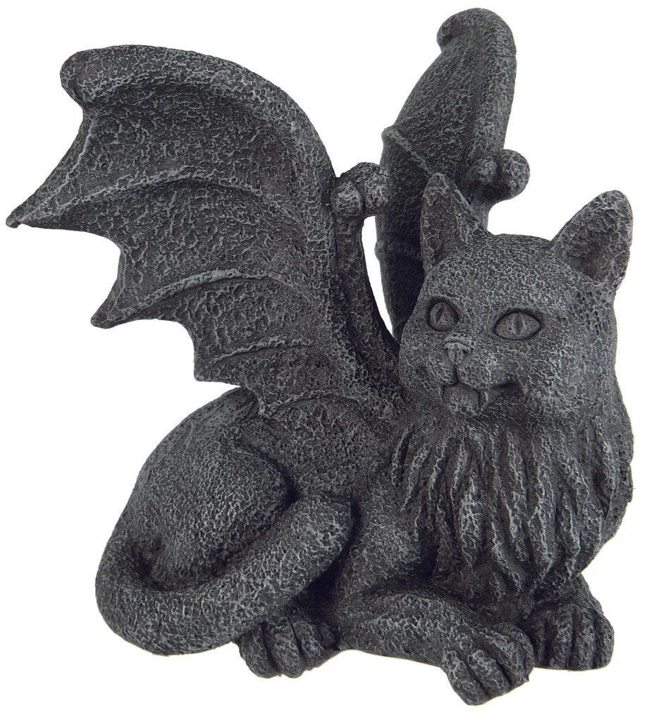 Hand-Painted Cat Gargoyle PC Topper – Winged Gothic Guardian for Your Desk