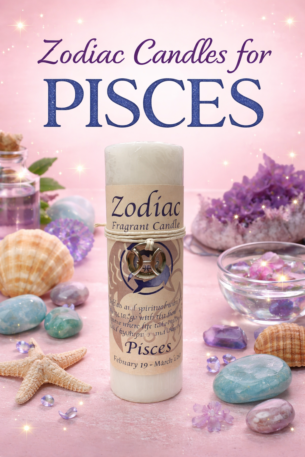 Zodiac Candles for Pisces with Charm