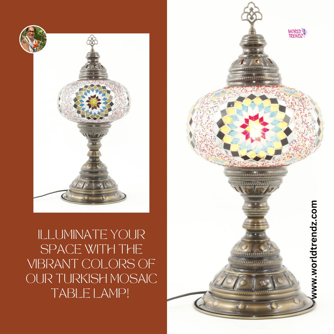 Mesmerizing Turkish Mosaic Table Lamp MB4 Rainbow 1 by WorldTrendz