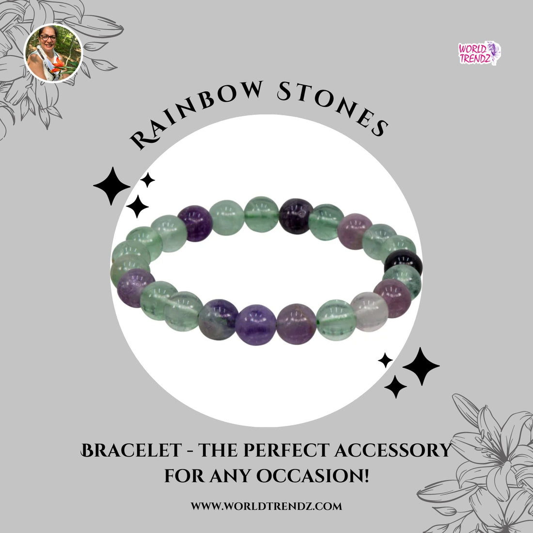 Discover the Healing Power of Rainbow Fluorite Stones with Our Stunning 8mm Round Bracelet!