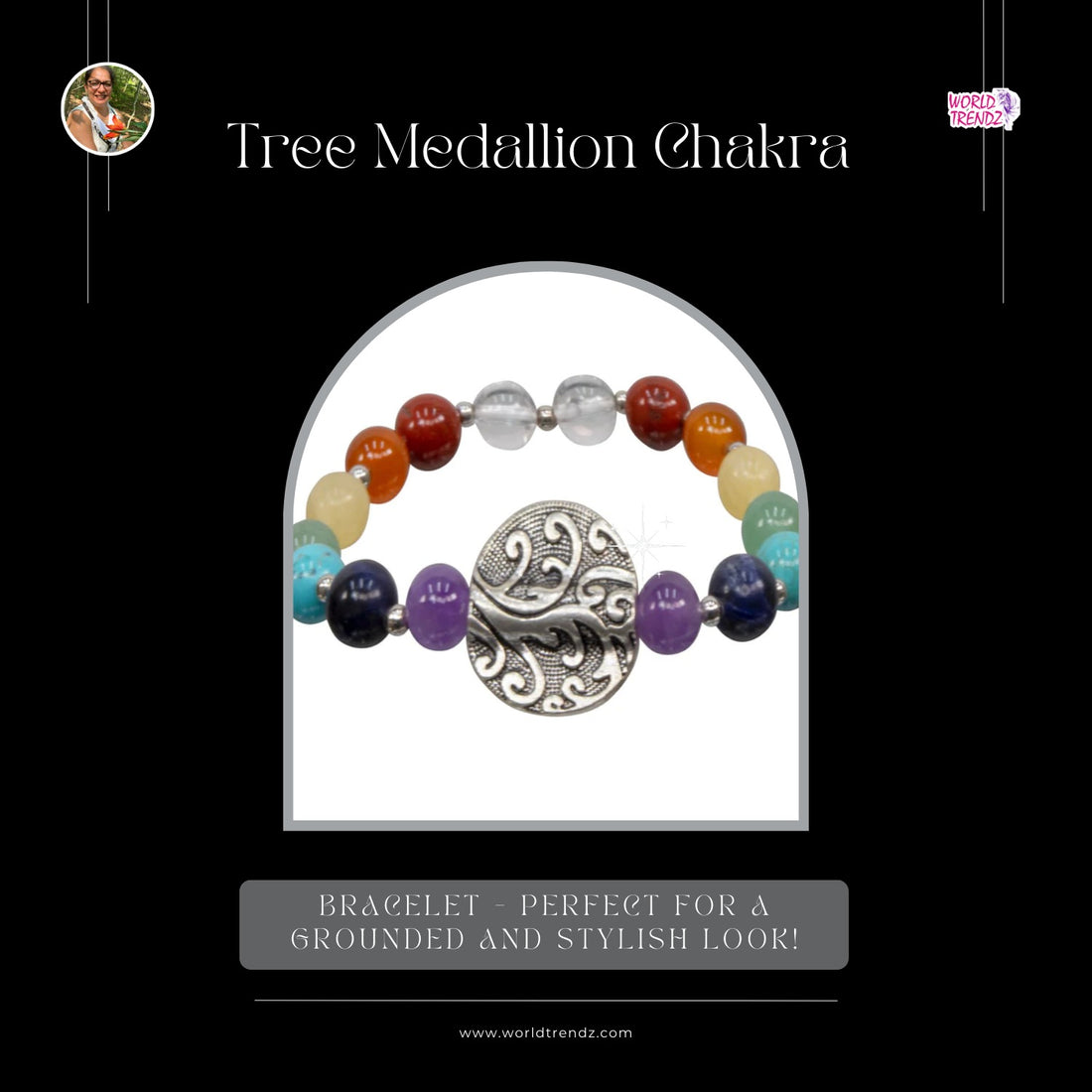 Unlock Your Spiritual Energy with the Tree Medallion Chakra Bracelet - The Perfect Accessory for Mindfulness and Balance!