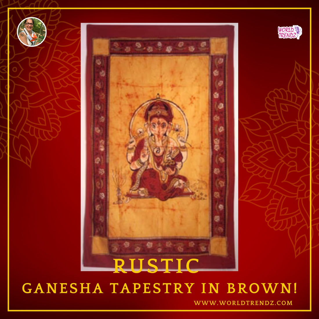 Unveiling the Mystical Charm of Brown Ganesha Traditional Tapestry