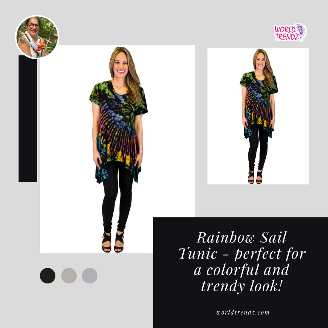 Unleash Your Inner Hippie with Our Rainbow Tie Dye Tunic Top-Side Sail!