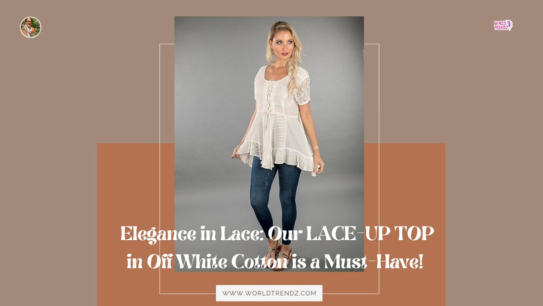 Elegance Redefined: Embrace Timeless Style with the Lace-Up Top in Off-White Cotton