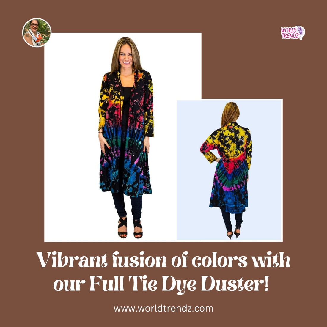 Make a Bold Fashion Statement with the Full Tie Dye Duster With Pockets: Black Rainbow - A Fashion Game-Changer!