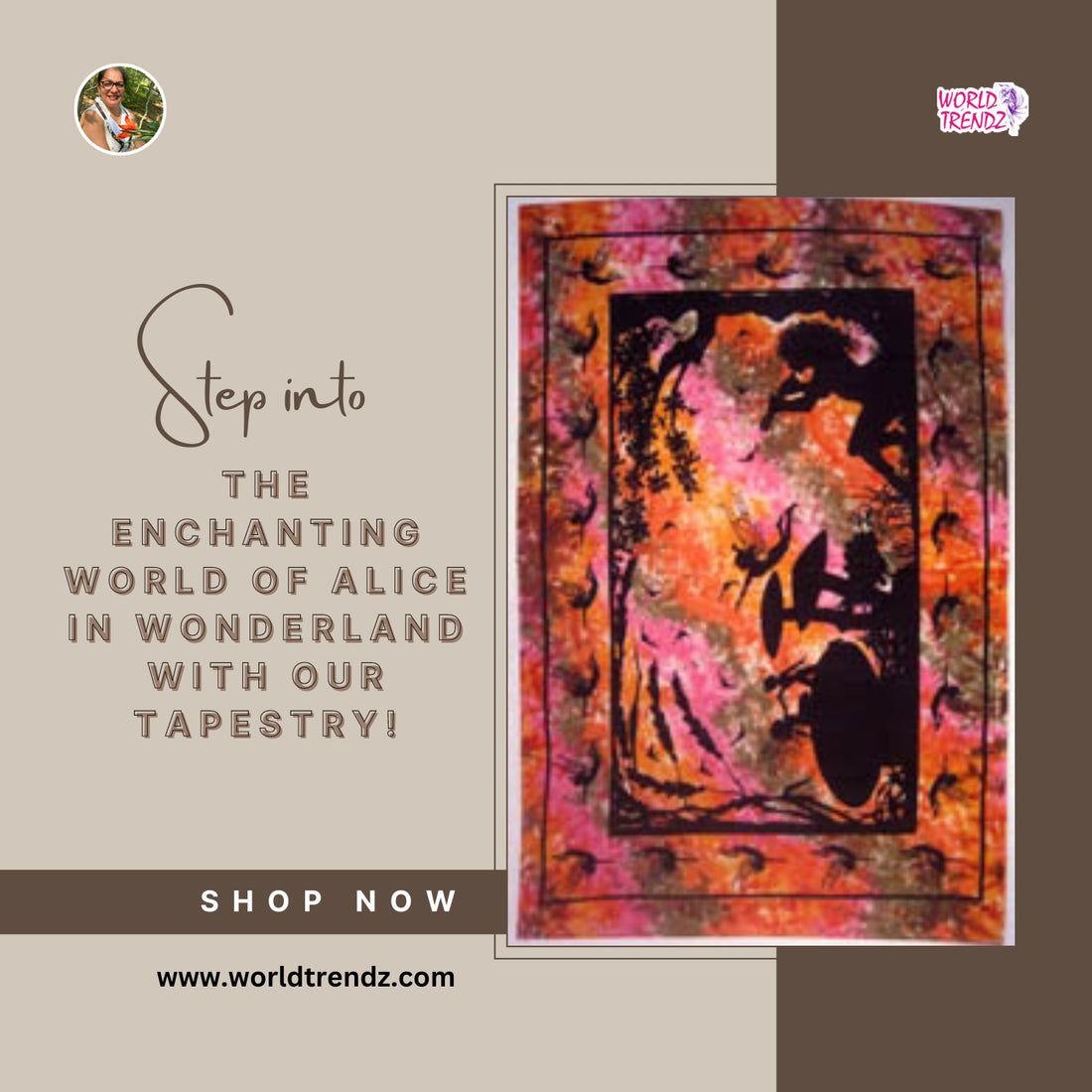 Discover the Enchanting World of Fairy Alice In Wonderland Tapestry in Vibrant Orange