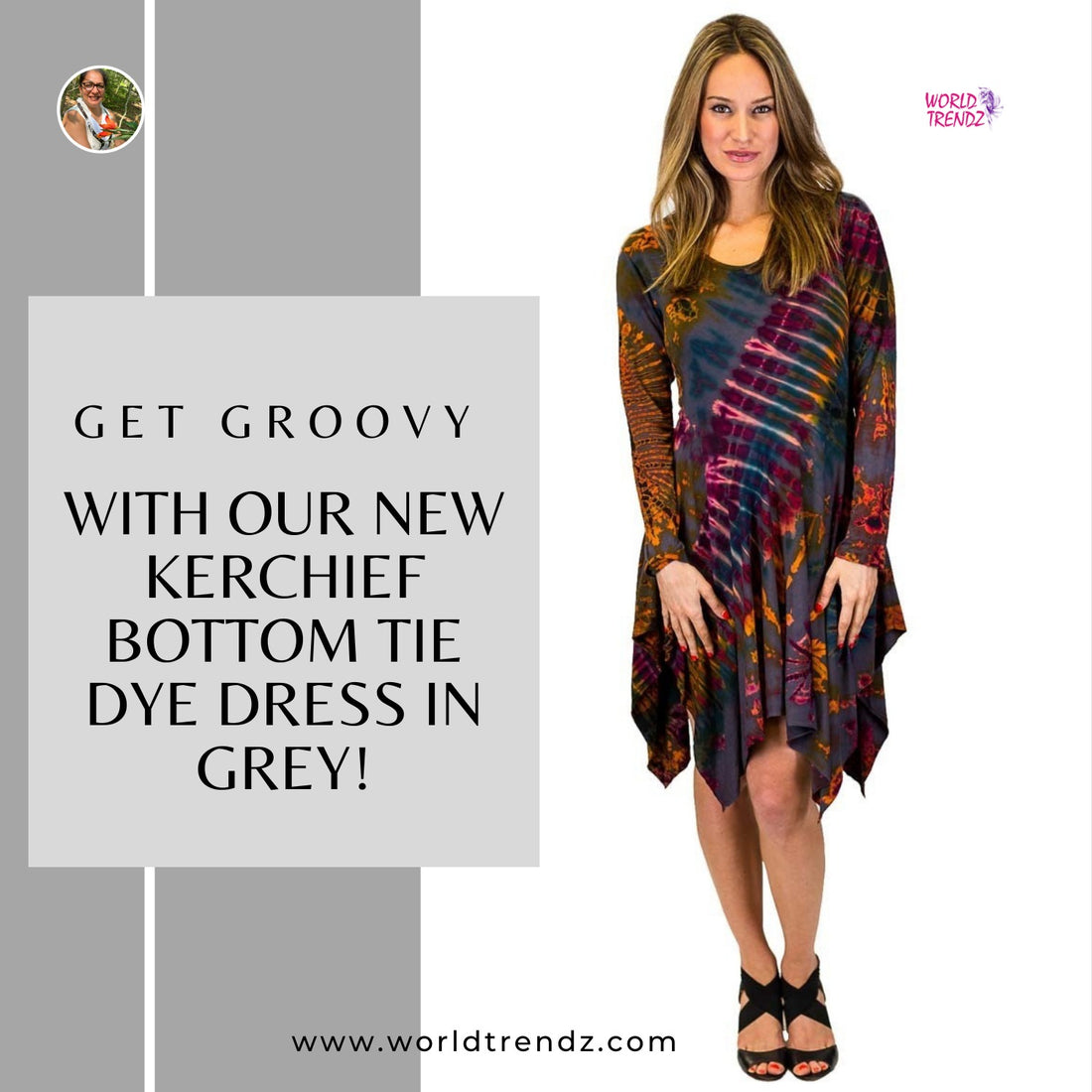 The Trendy Transformation: Embrace the Kerchief Bottom Tie Dye Dress in Grey!