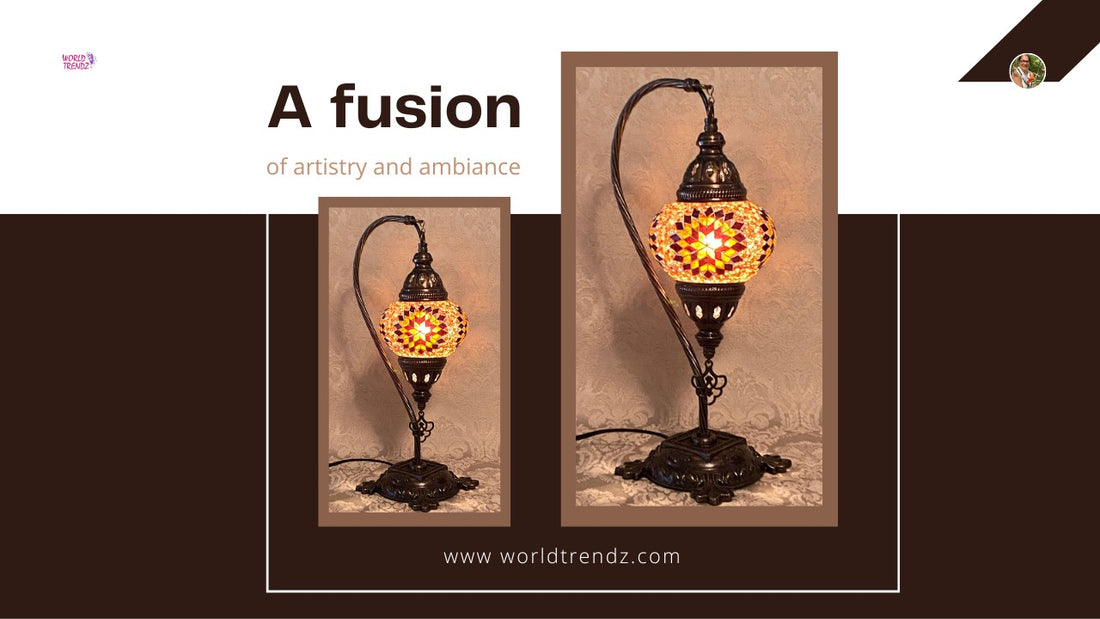 Amber Turkish Mosaic Table Lamp Camel Neck DB2