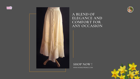 Off-White Solid Rayon Flair Skirt