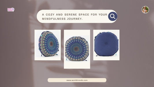 Blue-Teal Mandala Meditation Cushion