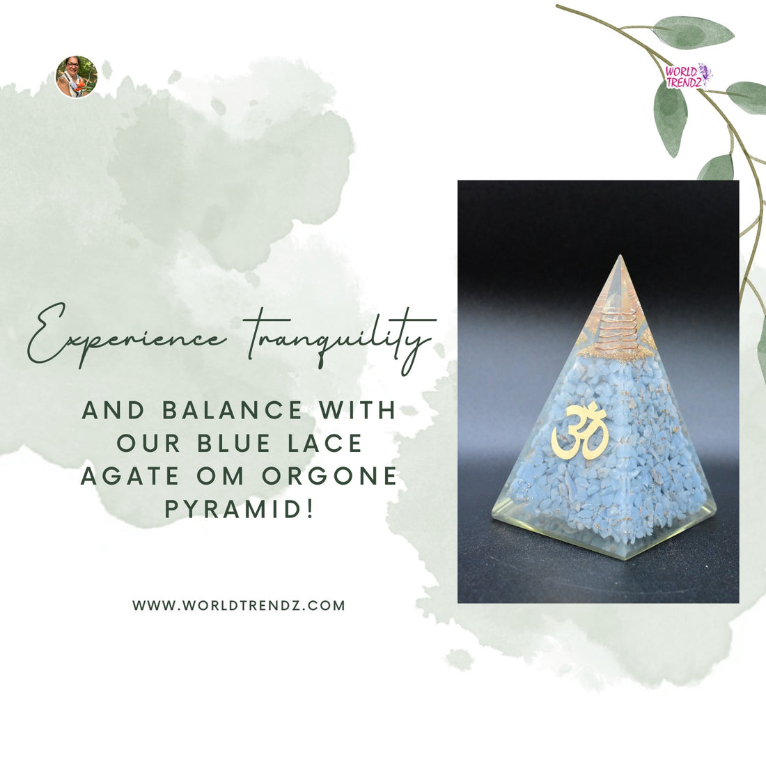 Harness the Power of Tranquility with the WorldTrendz: Blue Lace Agate Om Orgone Pyramid