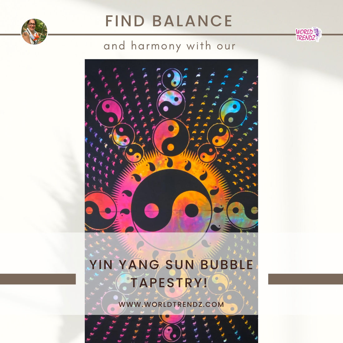 Discover the Radiant Harmony: Yin Yang Sun Bubble Tapestry Multicolor