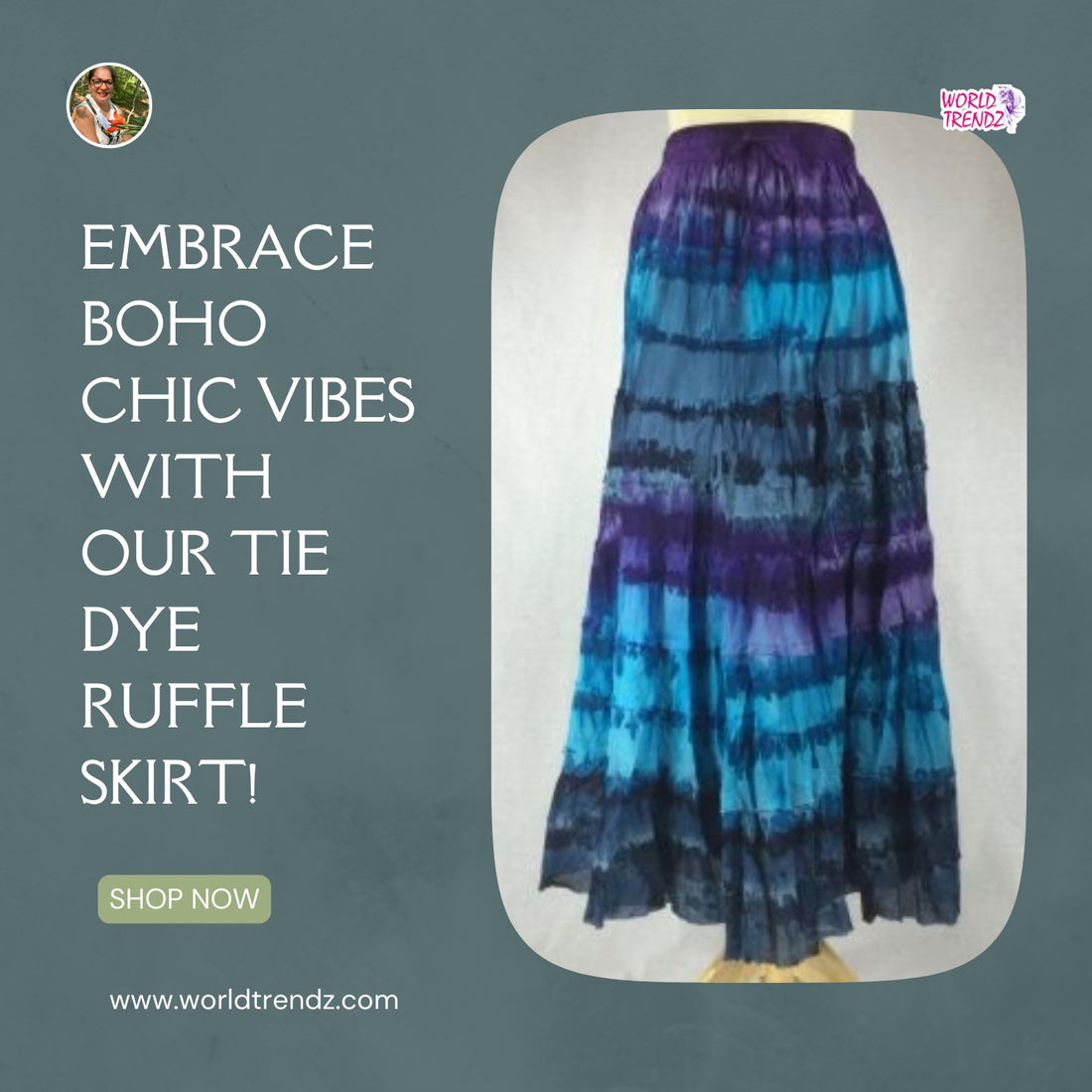 Unleash Your Inner Fashionista with the WorldTrendz Tie Dye Ruffle Skirt: Blue, Grey, Purple!