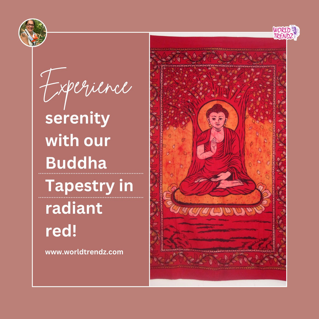 Discover Serenity: The Buddha The Enlightened One Tapestry Red - A Path to Inner Peace