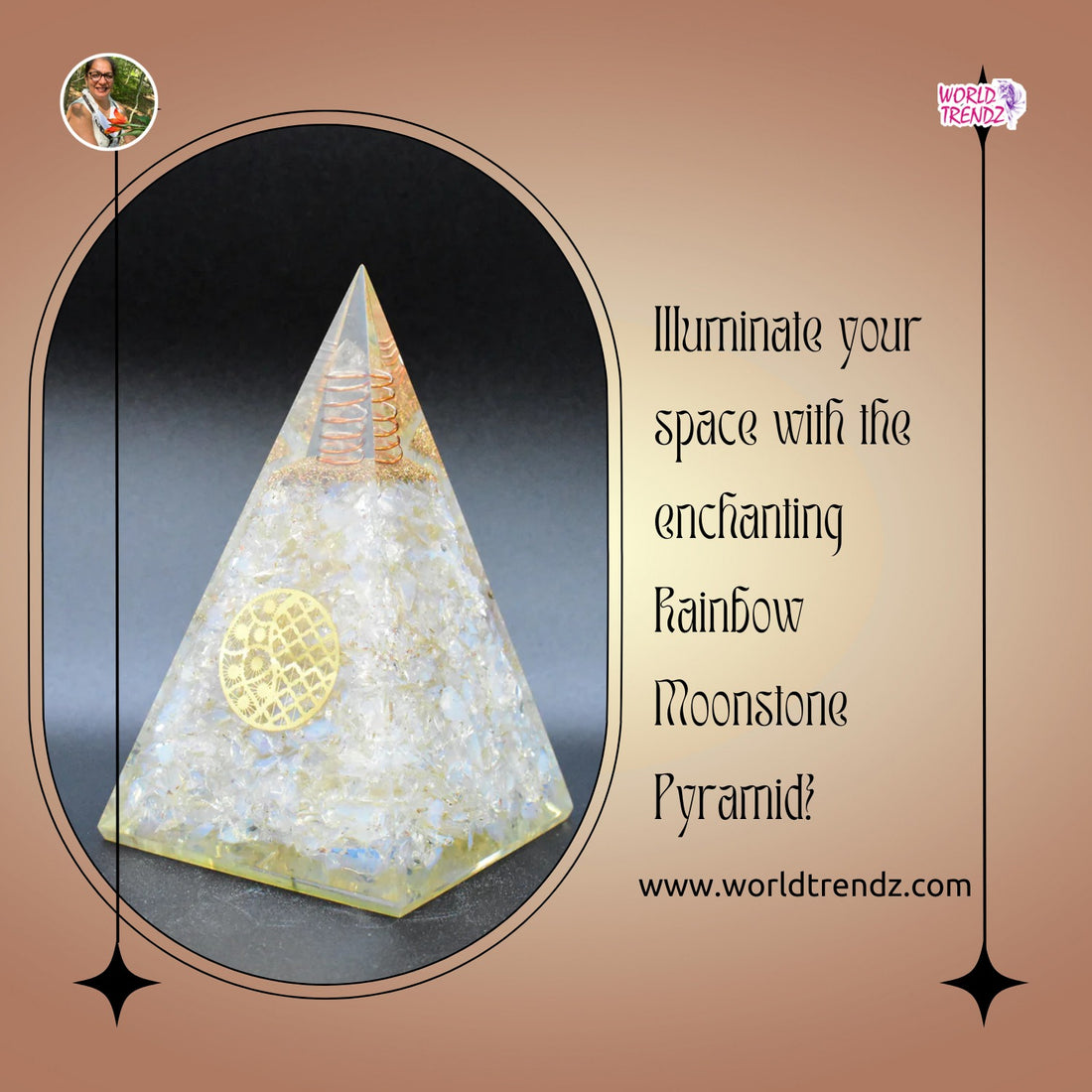 The Mystical Power of the Rainbow Moonstone Large Pyramid Flower of Life Symbol