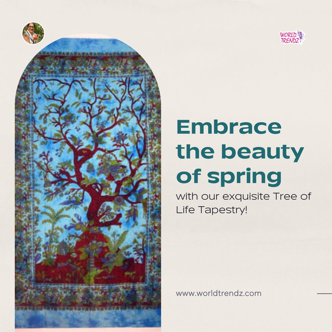 Revitalize Your Space with the Mesmerizing Spring Tree of Life Tapestry Tight Weave Turquoise